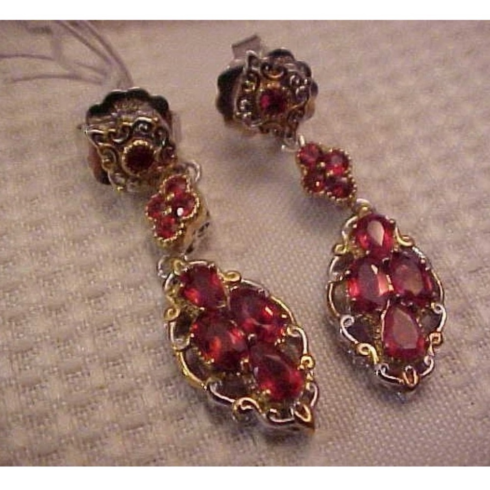 Genuine Rubellite Sterling Silver 925 Earrings - Picture 7 of 8